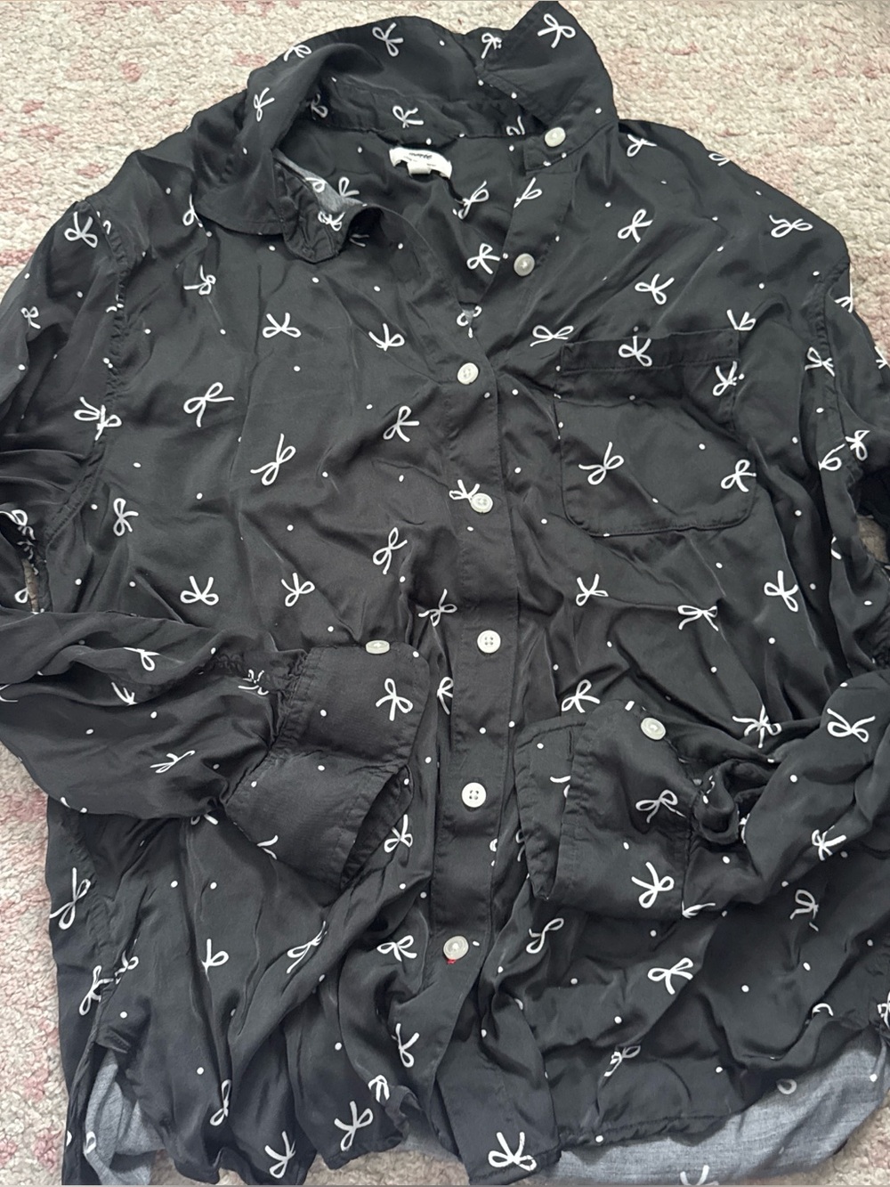 aerie Black Button-Front pajama shirt size xxs
